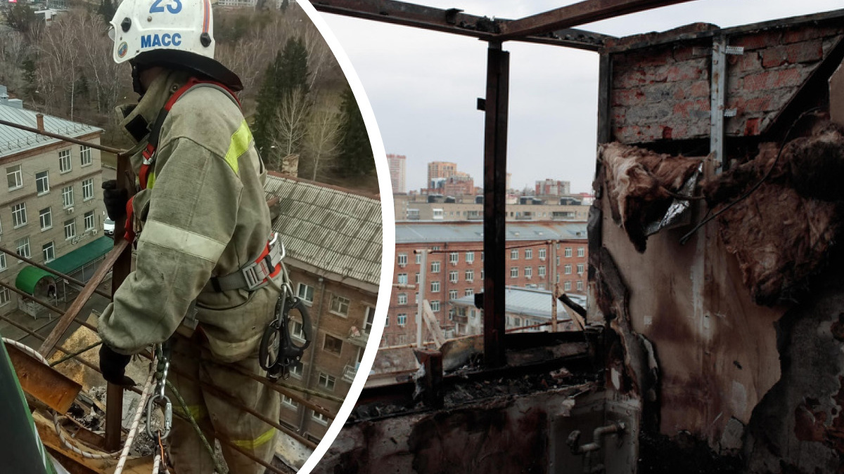 Спасатели убрали опасные конструкции с крыши дома на улице Советской после пожара
