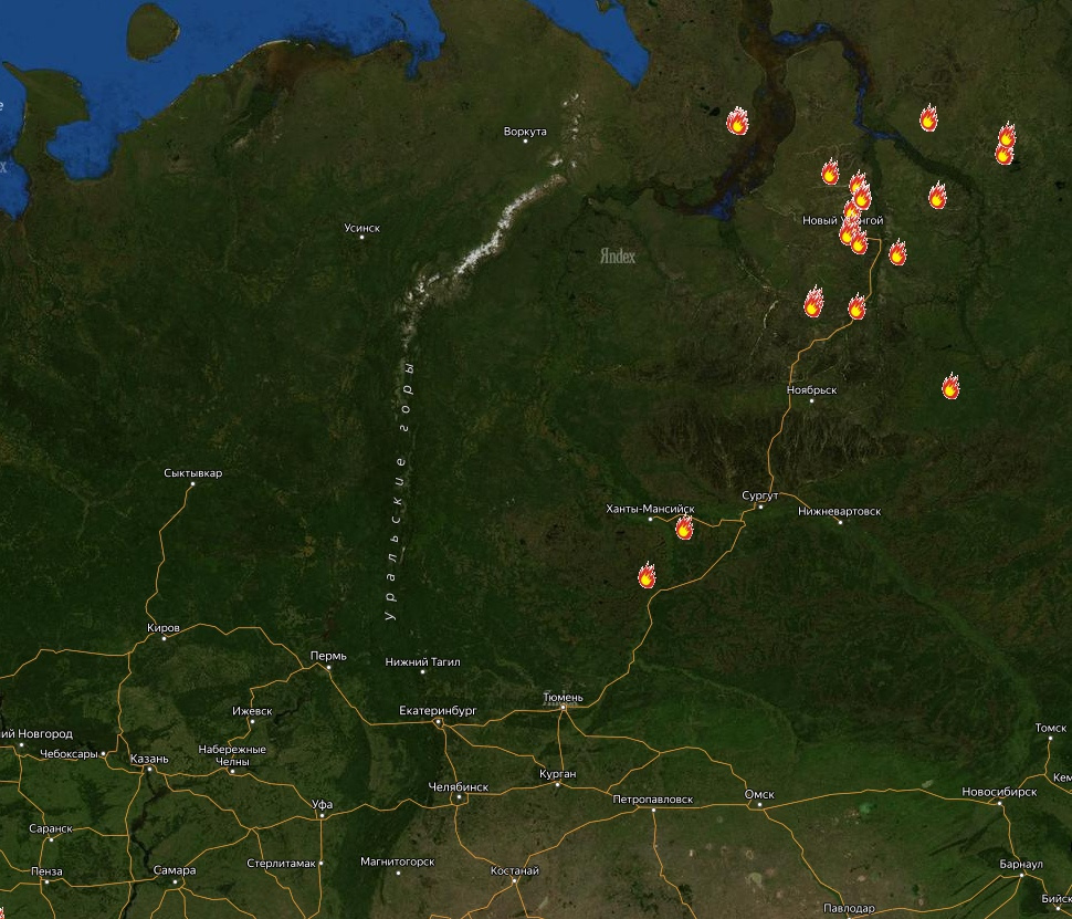 Карта пожаров нижневартовск