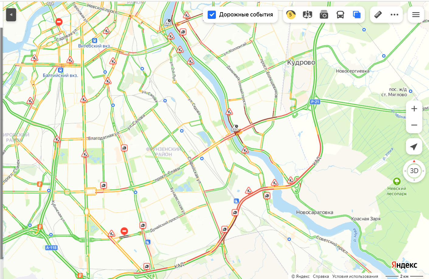 Пробки в питере сейчас