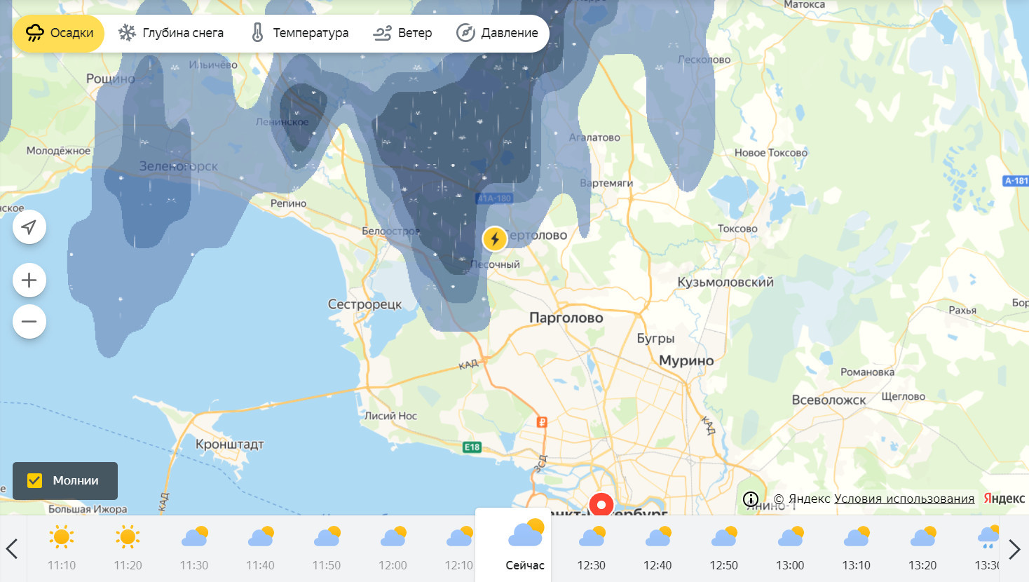 МЧС предупреждает об ухудшении погоды. Туча уже начала накрывать Петербург