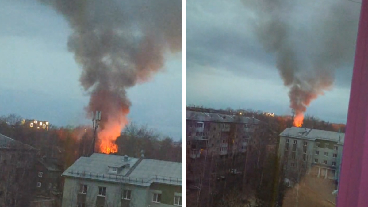От жара плавились окна соседнего дома: ночной пожар в Архангельске попал на видео
