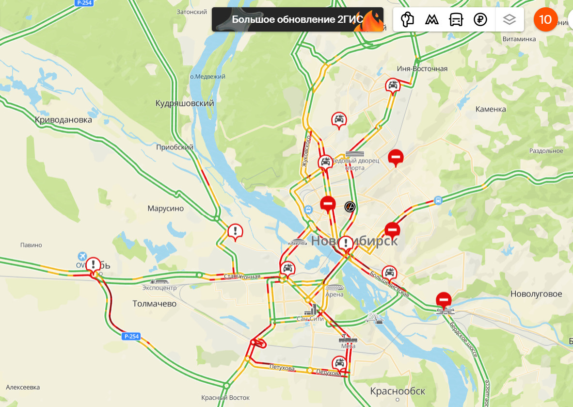 Карта новосибирска 2гис пробки