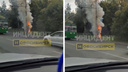 На Есенина загорелся столб — видео пожара, из-за которого пришлось обесточить троллейбусы