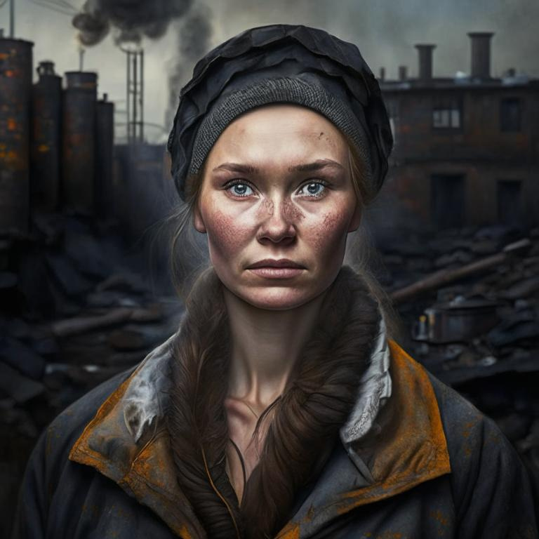 Пример картинки, которая получается по запросу «Жительница угледобывающего города Новокузнецк». Образы модели и задний план в целом ничем не отличаются друг от друга