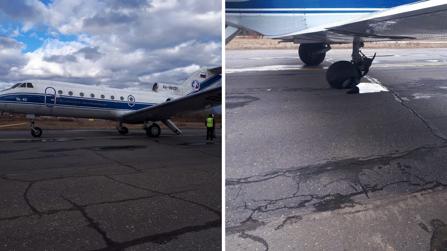 У самолета, приземлившегося в Котласе, сломалось шасси