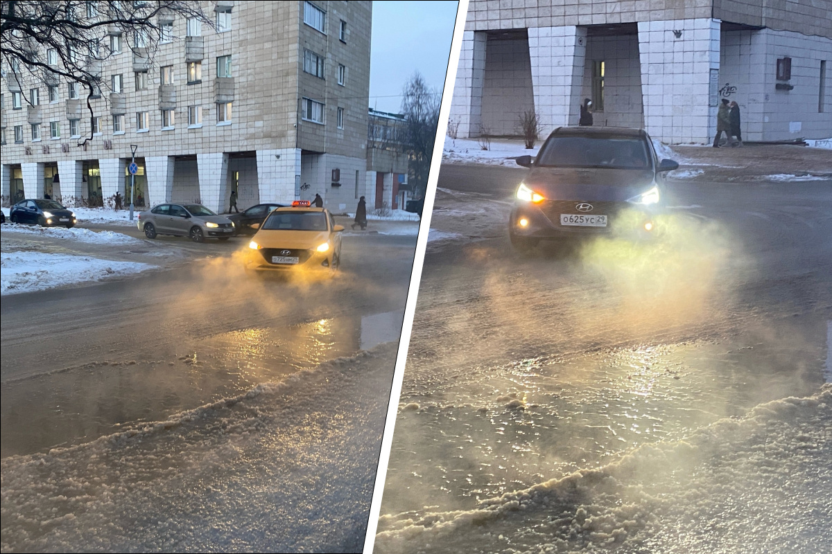 Эпичный потоп»: в центре Архангельска случился очередной прорыв |  07.02.2024 | Архангельск - БезФормата