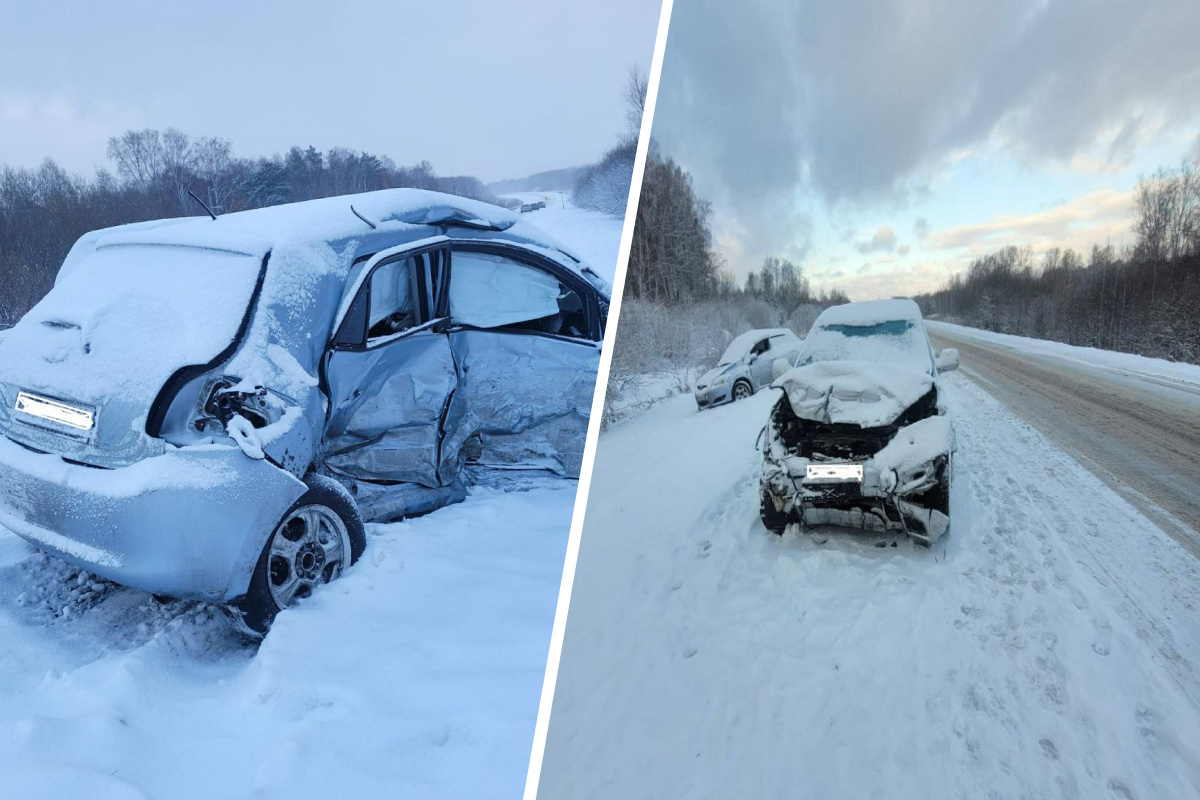 Женщина погибла в ДТП на заснеженной трассе Новосибирск —  Ленинск-Кузнецкий: Toyota вылетела на встречку