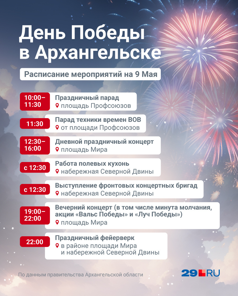 План мероприятий 9 мая в архангельске