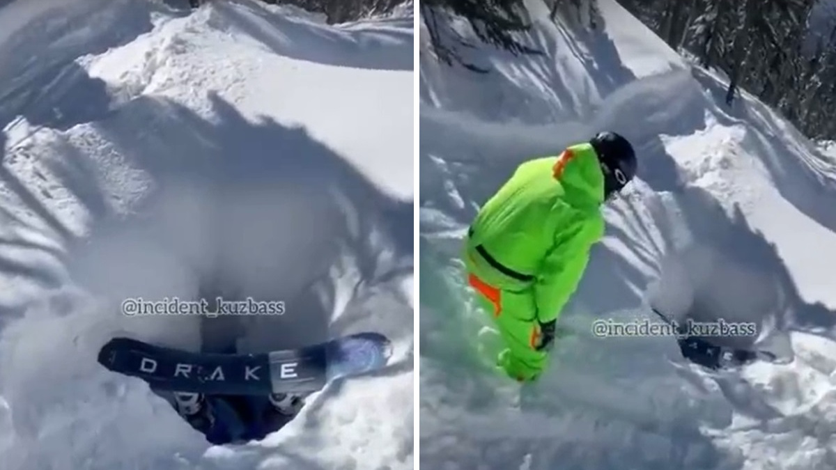 В Шерегеше туристка с головой ушла под снег на диком склоне — видео из снежного плена