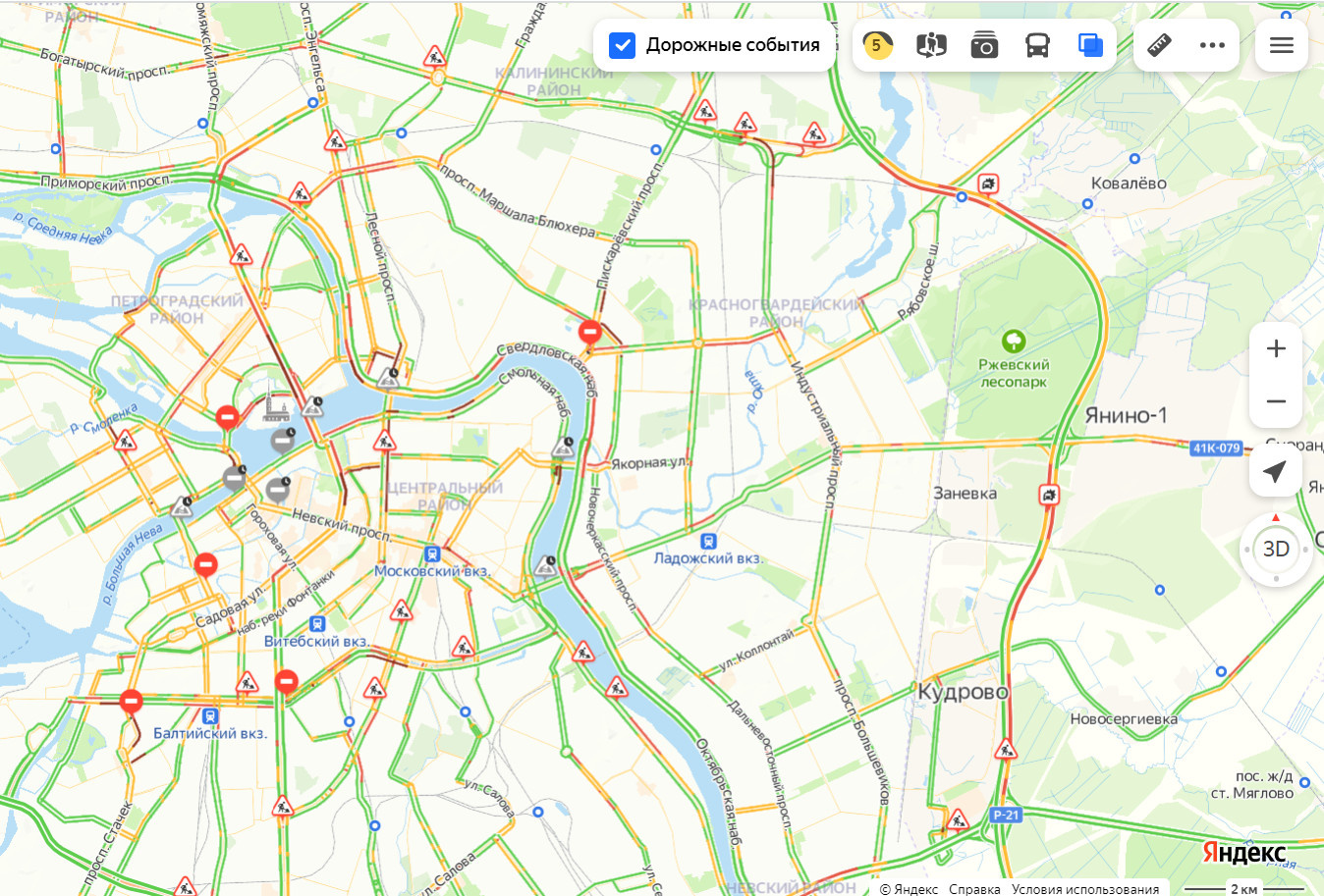 Время пробок спб