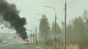 Пострадала <nobr class="_">22-летняя</nobr> пассажирка: во время ДТП на окружной в Ярославле загорелась машина