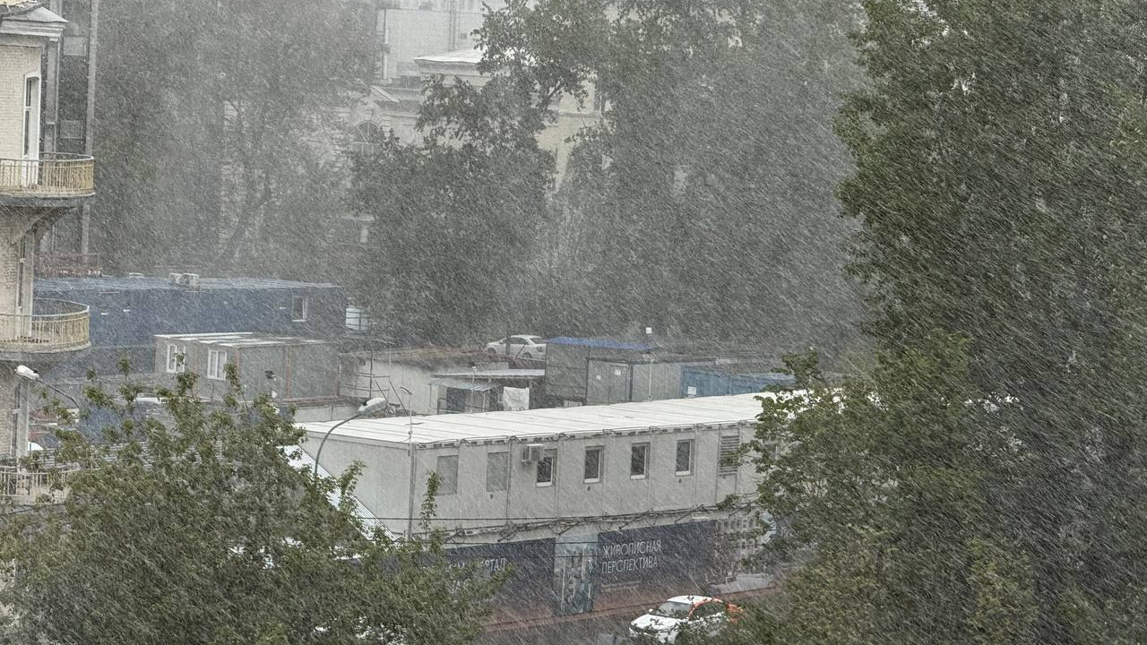 В Москве начался крупный майский снегопад, где-то пошел град: фото