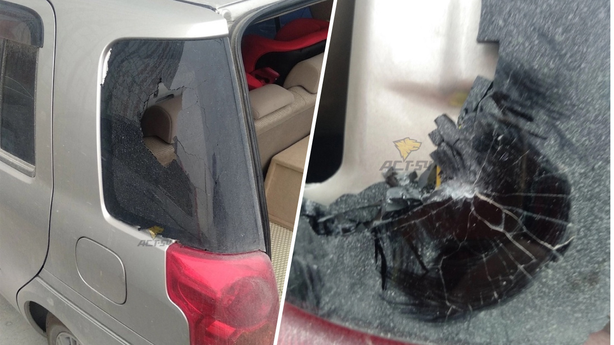 «Отчетливый след от пули»: новосибирцу прострелили окно машины на улице Ватутина