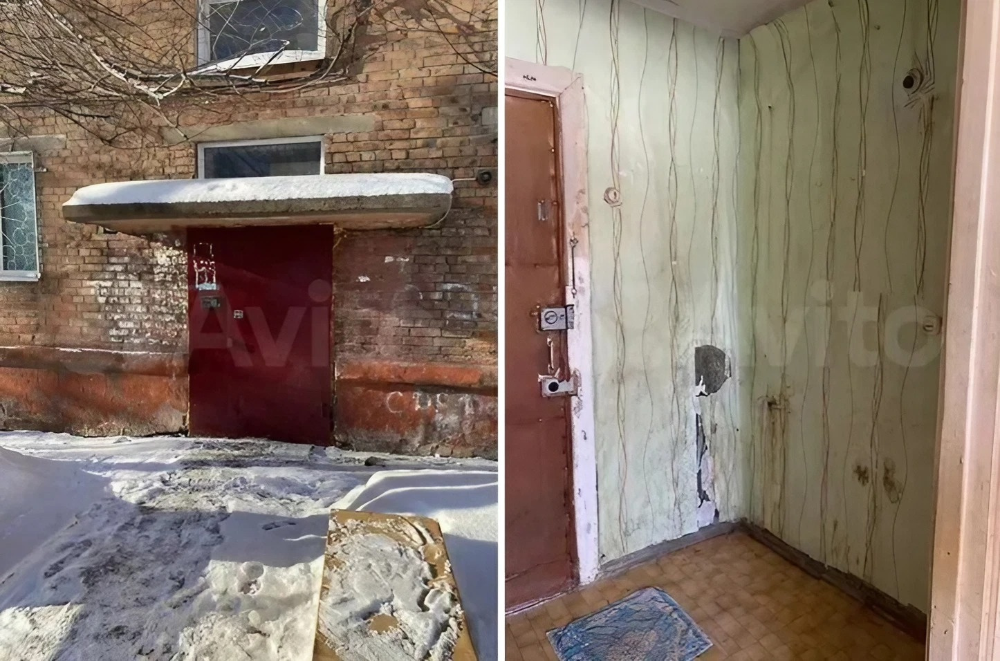 Вход в подъезд и прихожая, требующая обновления Вход в подъезд и прихожая, требующая обновления