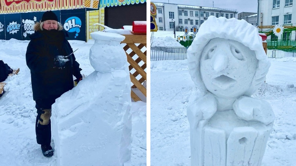 В центре Архангельска делают снежные скульптуры. Где на них посмотреть