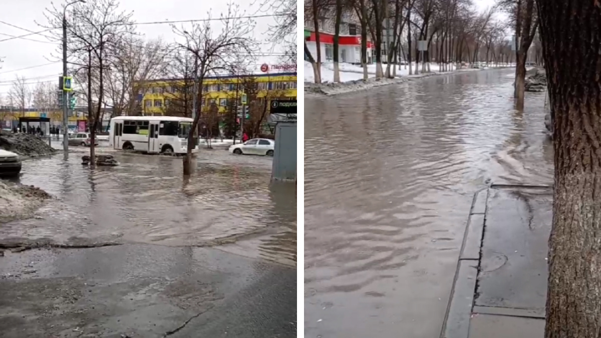 «Ожидали все, кроме чиновников»: оренбуржцы вынуждены «переплывать» дорогу на проспекте Дзержинского