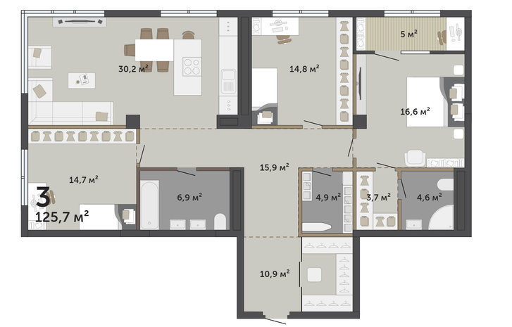 Квартиры с мастер-спальнями — один из трендов, который уже превращается в атрибут комфортной планировки. Такая же история была с кухнями-гостиными
