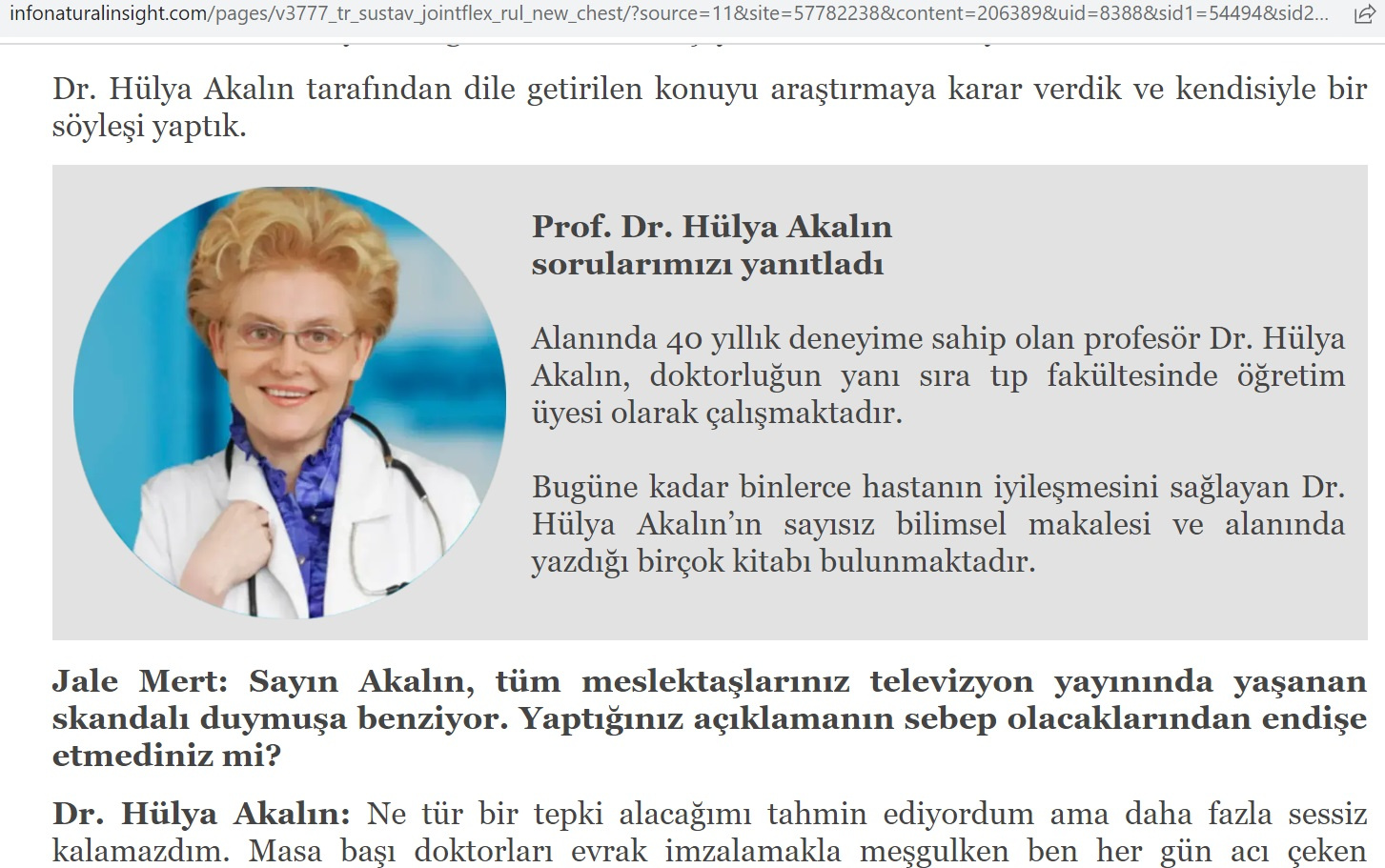 Профессор, доктор Хюлья Акалын — и информация о ней на турецком