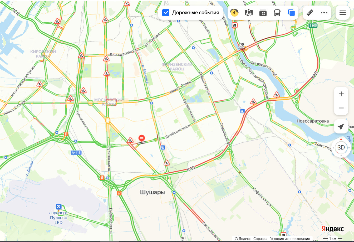 Карта пробок спб сейчас онлайн