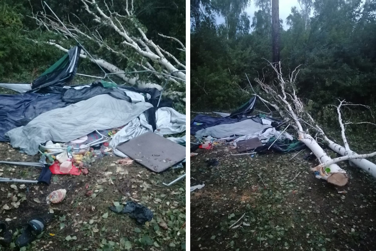 На палатку с отдыхающими упало дерево, погибла женщина: появились  фотографии с места трагедии - 15 июля 2023 - НГС