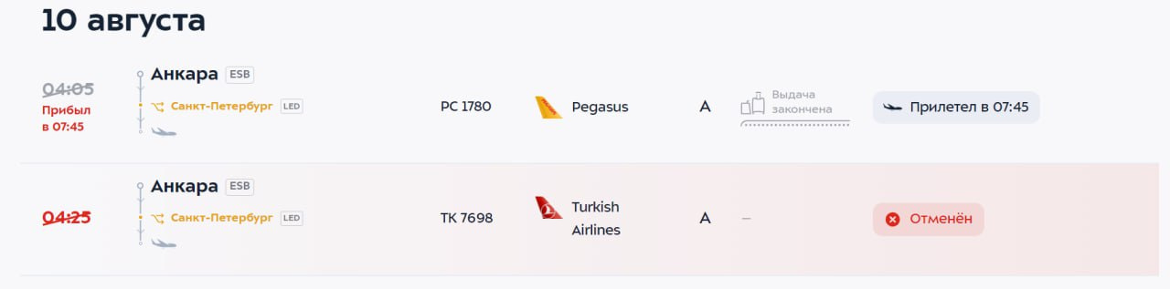 В Петербурге вынужденно приземлился самолёт из Турции. Он такой не один