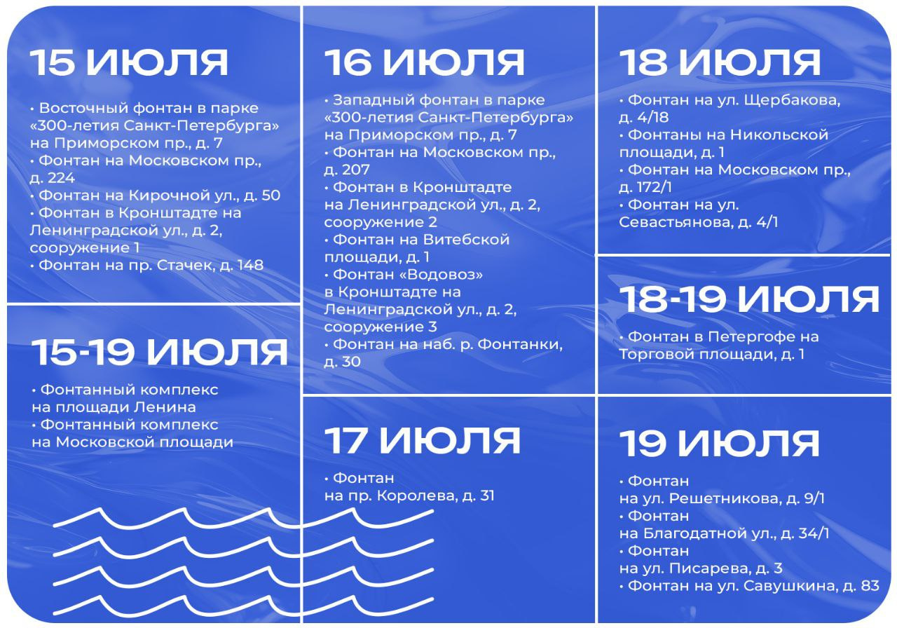 В Петербурге закроют 23 фонтана на промывку. К выходным они заработают в прежнем режиме