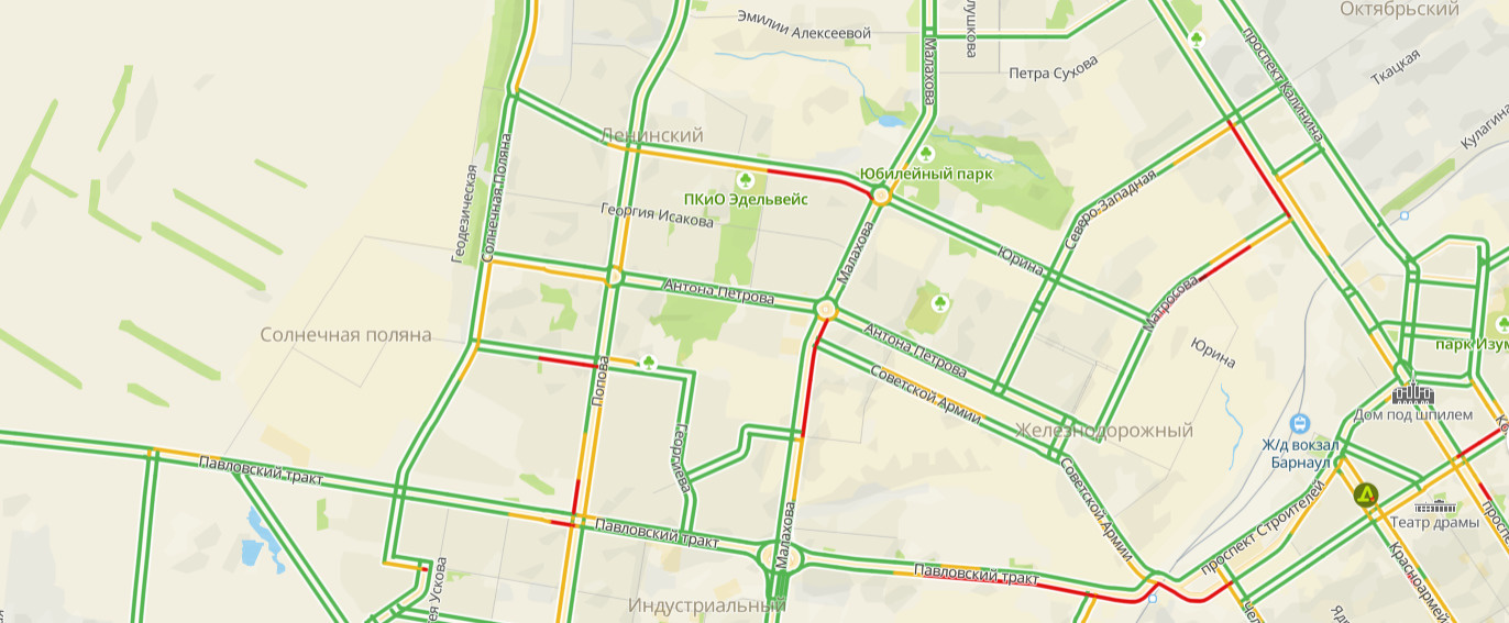 Пробки барнаул онлайн сейчас карта