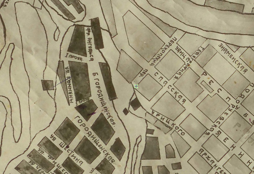Карта Тюмени 1921 года. На ней еще сохранились некоторые старые названия улиц