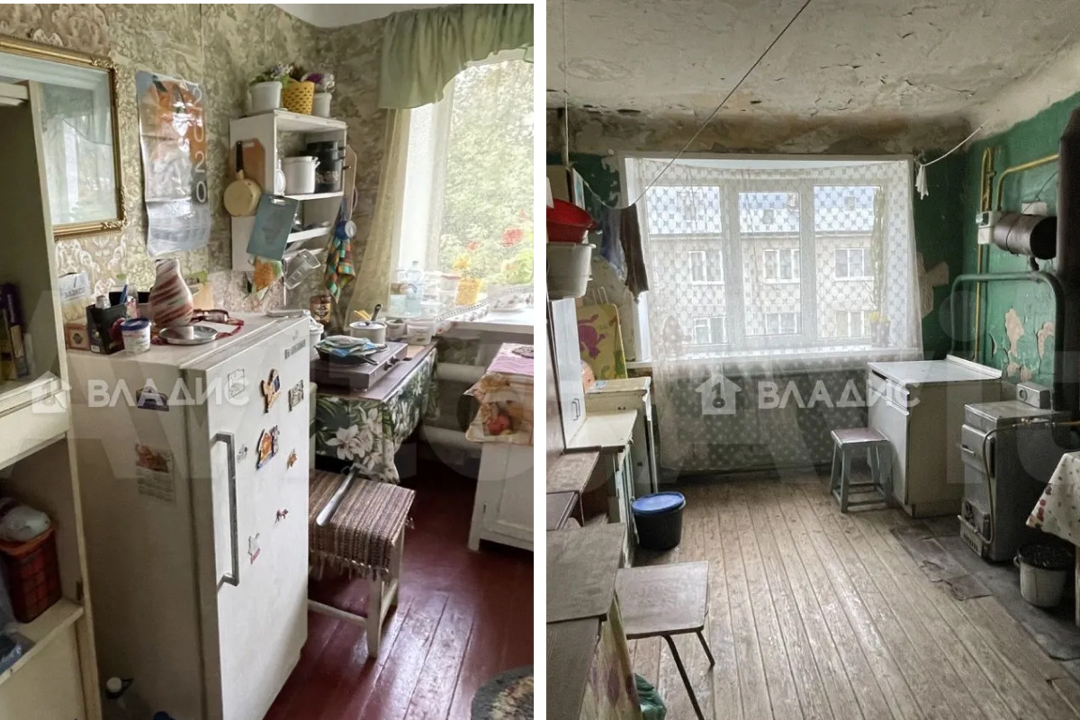 Слева на фото — вариант организации кухни прямо на территории жилого помещения, справа — общая кухня