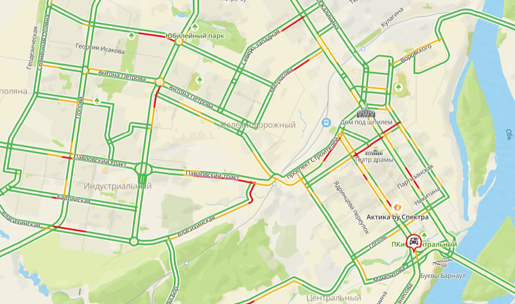 Пробки барнаул онлайн сейчас карта со спутника в реальном времени