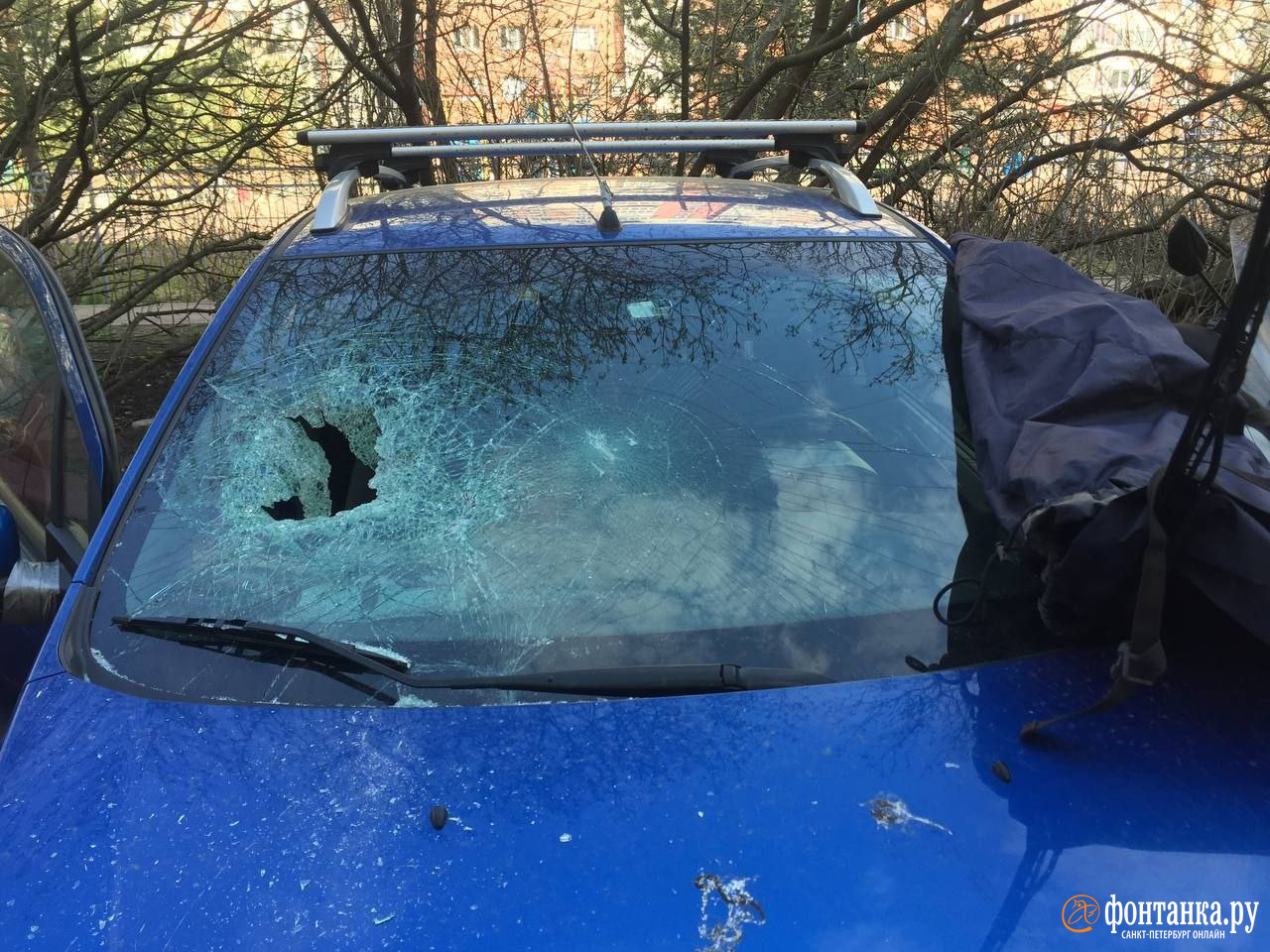 В Невском районе мужчина камнем разбил лобовое стекло машины. Он видел то, что не видят другие