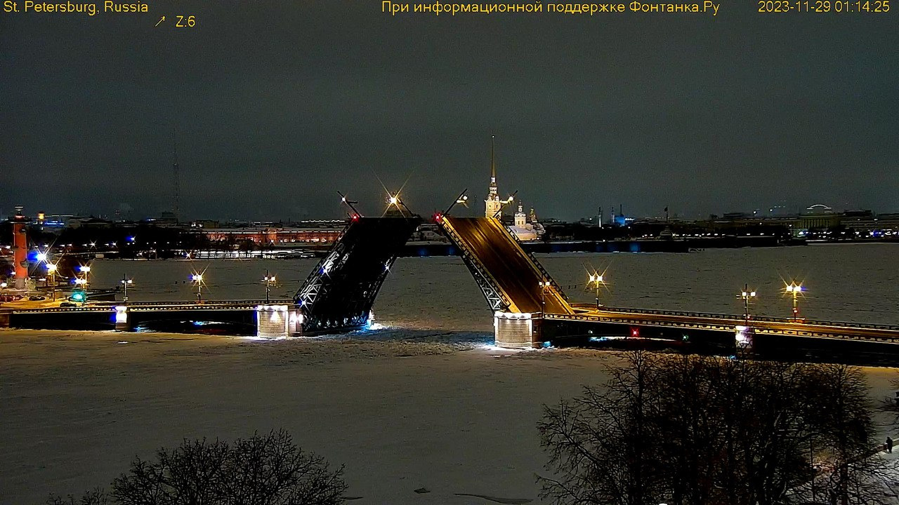 Разводка Дворцового и Благовещенского мостов, видео - 29 ноября 2023 -  ФОНТАНКА.ру