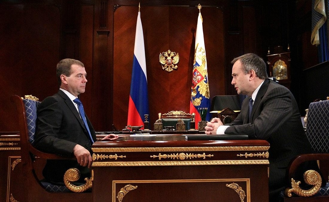 Олег Чиркунов на встрече с президентом Дмитрием Медведевым в 2012 году