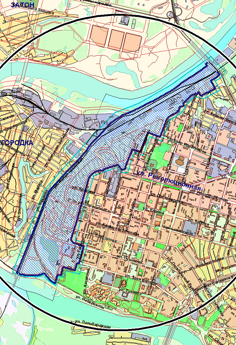 Темно-синим цветом выделена территория планирования