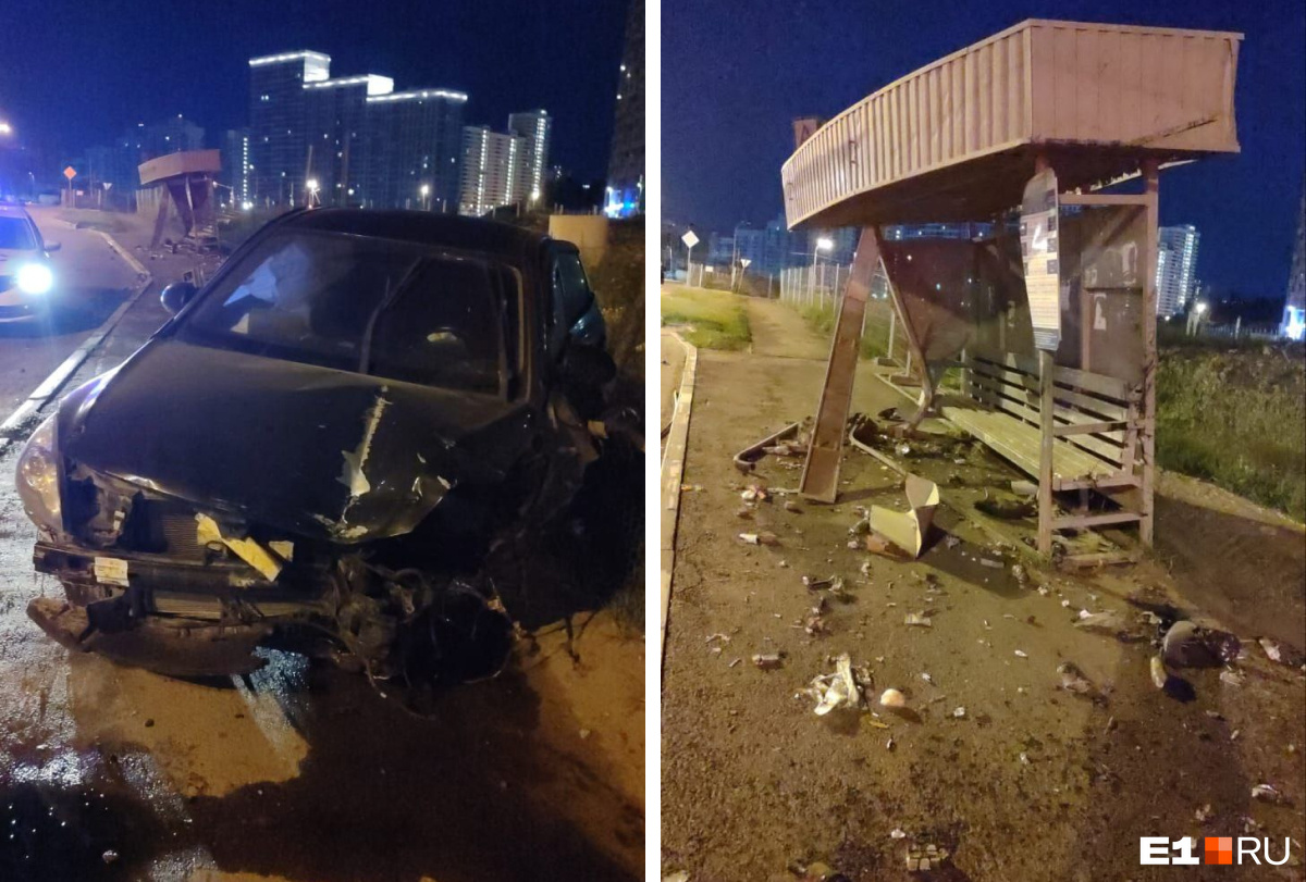 «Визг тормозов и удар». В Екатеринбурге черный Hyundai протаранил автобусную остановку