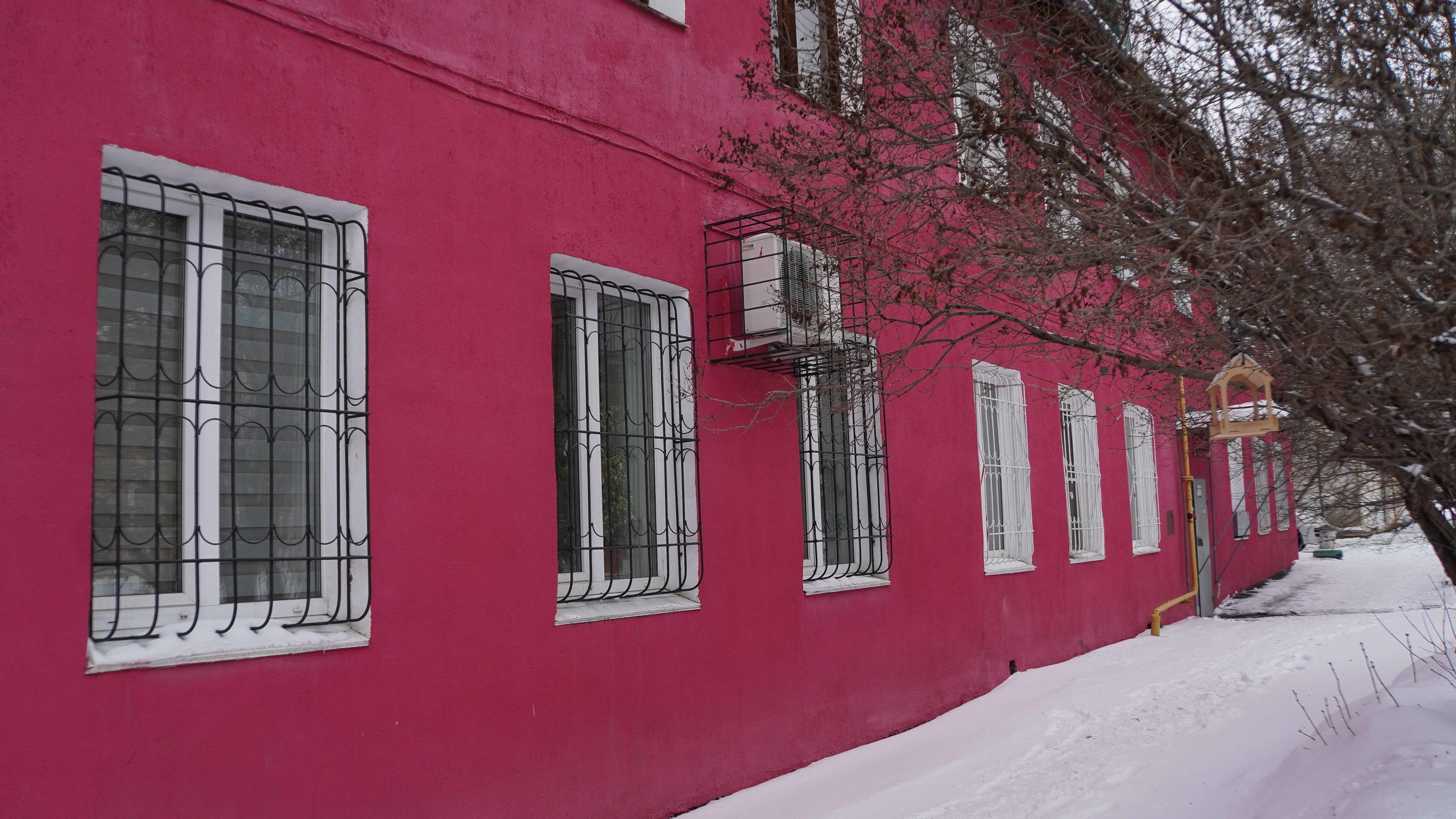 «Кровавая Мэри»: в Старом Кировске омичи покрасили двухэтажку в малиновый цвет
