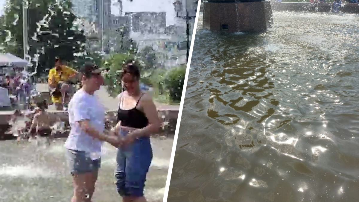Екатеринбуржцы устроили заплыв в фонтане, несмотря на «запах тухлятины и мутную воду»: видео