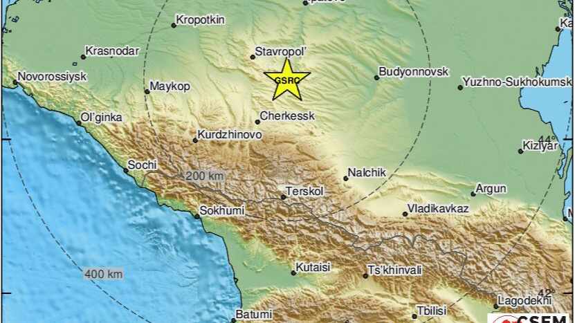 На Ставрополье рядом с Краснодарским краем произошло землетрясение магнитудой 4,2