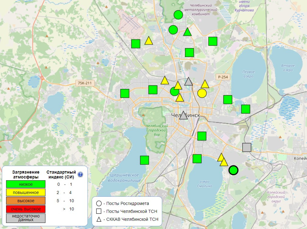 Карта выбросов челябинска онлайн