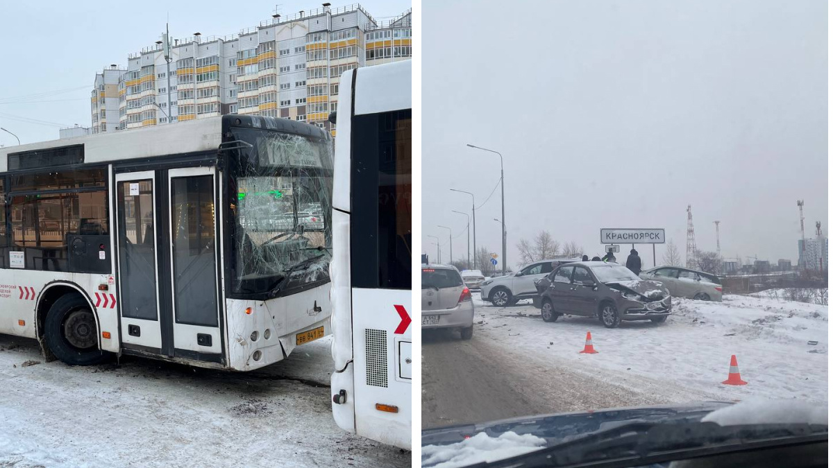 Троллейбусы, автобусы, машины: какие аварии случились в Красноярске из-за гололеда