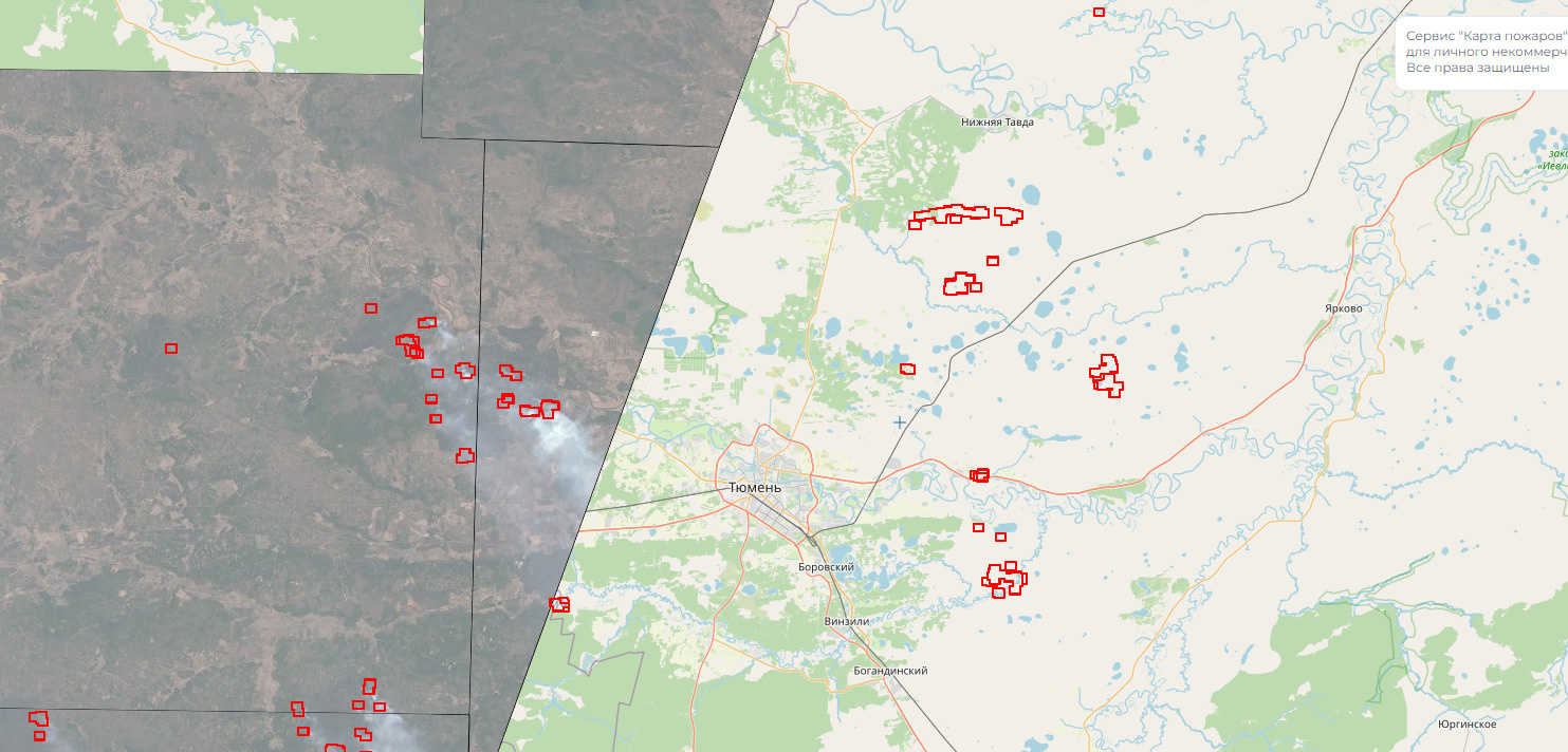 Карта возгораний тюменская область