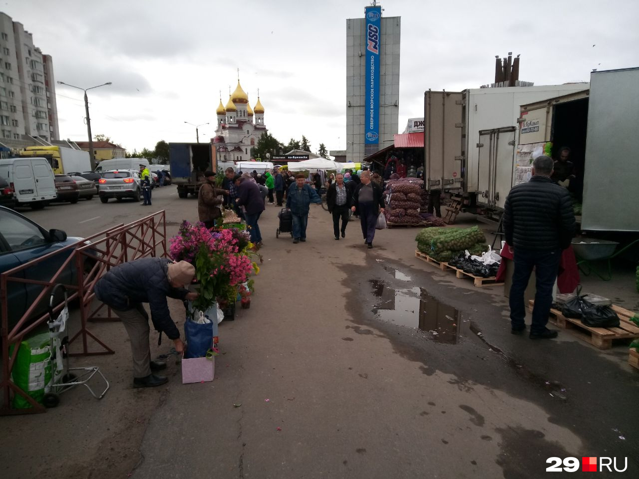 На улице Выучейского продают картофель и цветы На улице Выучейского продают картофель и цветы