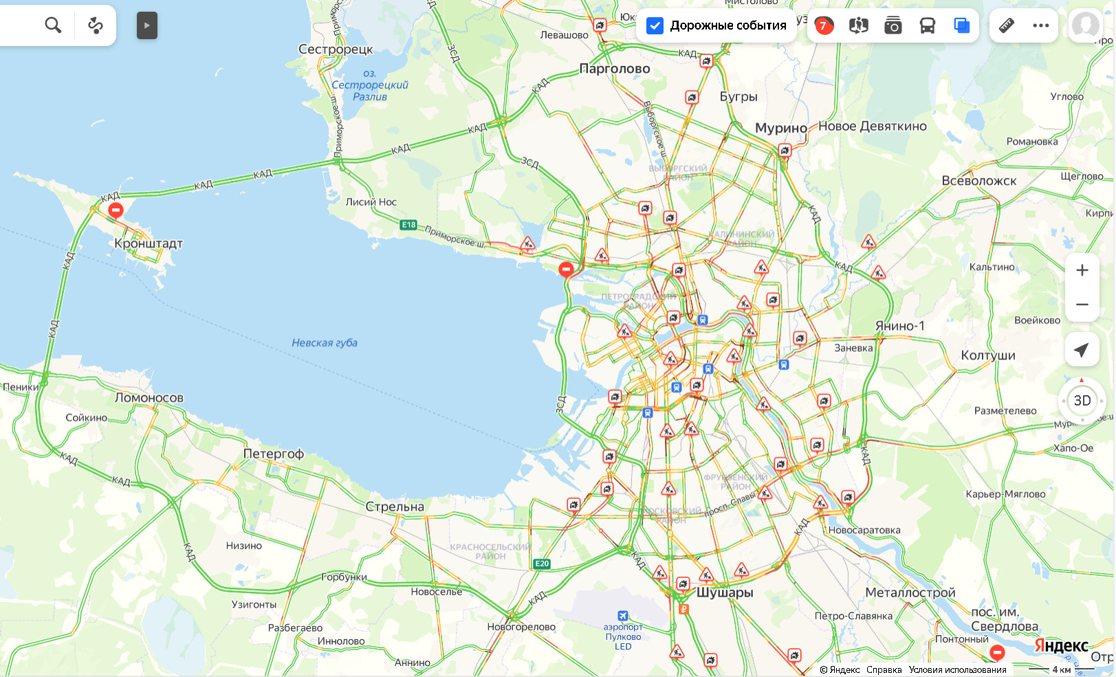 В Петербурге выросли пробки. КАД удивляет