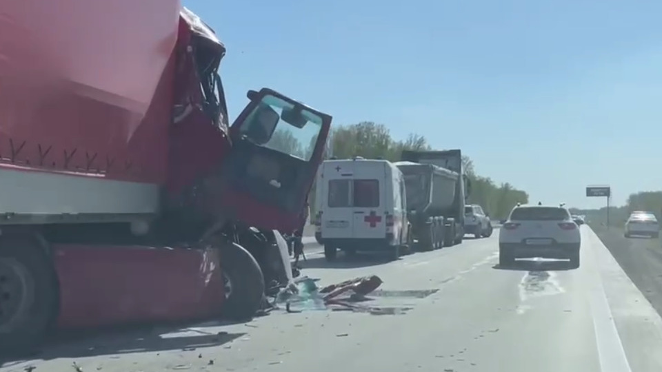 «У грузовика разбита вся морда»: автомобили столкнулись на новосибирской трассе — видео с места ДТП