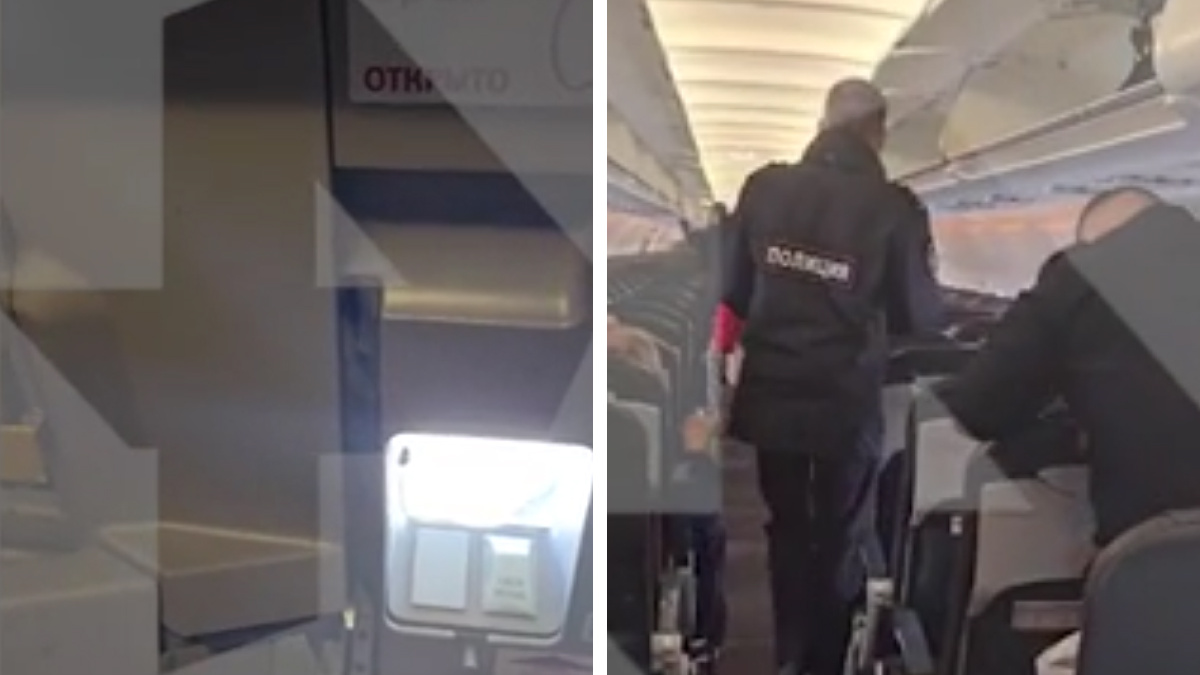 «Толкнул стюардессу»: дебошир пытался открыть дверь во время полета на рейсе «Уральских авиалиний». Видео