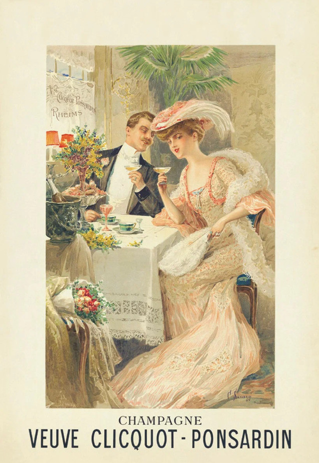 Реклама шампанского французской компании «Вдовы Клико»