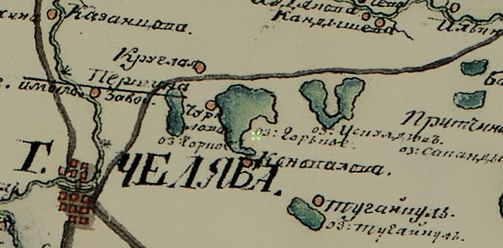 На карте Челябинского уезда Оренбургской губернии можно посмотреть, как выглядела местность в начале <nobr class="_">XIX века</nobr>