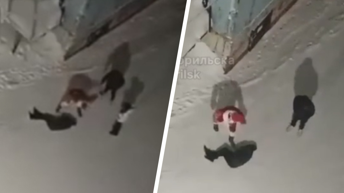 Сибиряк в костюме Деда Мороза отпинал прохожего за просьбу закурить — кадры с новогодним избиением