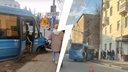 «Пассажир доставлена в больницу»: автобус влетел в столб в центре Ярославля. Видео