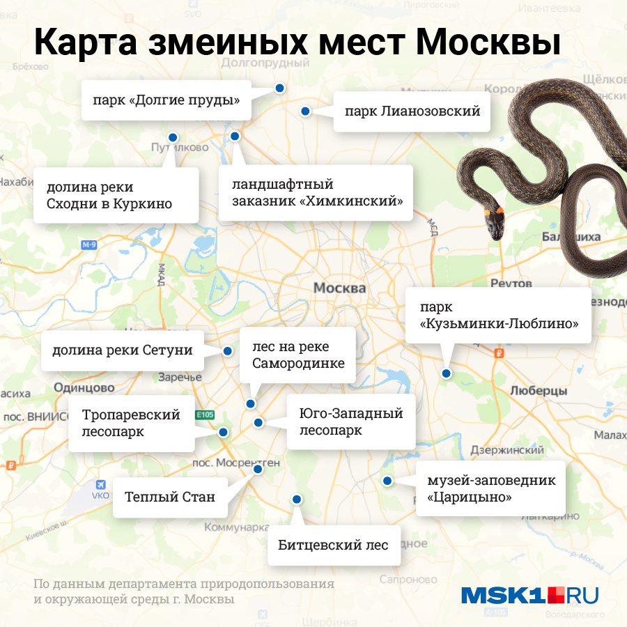 Карта змей в московской области